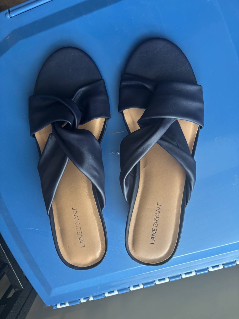 Lane Bryant Navy Twisted Slide Sandals - Women's